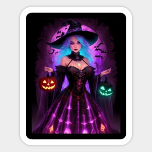 Halloween Spooky Neon Black Magic Witch Sticker